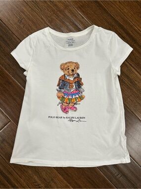 Polo Ralph Lauren Polo Bear Graphic Tee White Girls L (12–14)